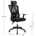ΚΑΡΕΚΛΑ ΓΡΑΦΕΙΟΥ MEXER LH10.1195.01 ΜΑΥΡΟ MESH-PP ΒΑΣΗ 68x70x136Υεκ. - Image 2