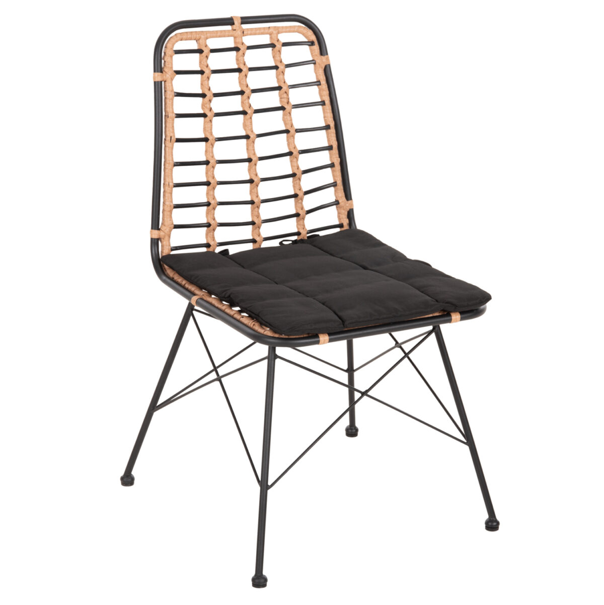 karekla-metalliki-fb9569111-wicker-mpez- ΚΑΡΕΚΛΑ ΜΕΤΑΛΛΙΚΗ ALLEGRA LH10.5691.11 WICKER ΜΠΕΖ-ΜΑΥΡΟ 51x54x84Υεκ. - Image 1