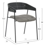 ΚΑΡΕΚΛΑ ΤΡΑΠΕΖΑΡΙΑΣ KORIN LH10.9975.02 ΜΕΤΑΛΛΟ & ΞΥΛΟ ΜΑΥΡΟ-ΥΦΑΣΜΑ ΓΚΡΙ 54x51x72,5Υεκ - Image 2