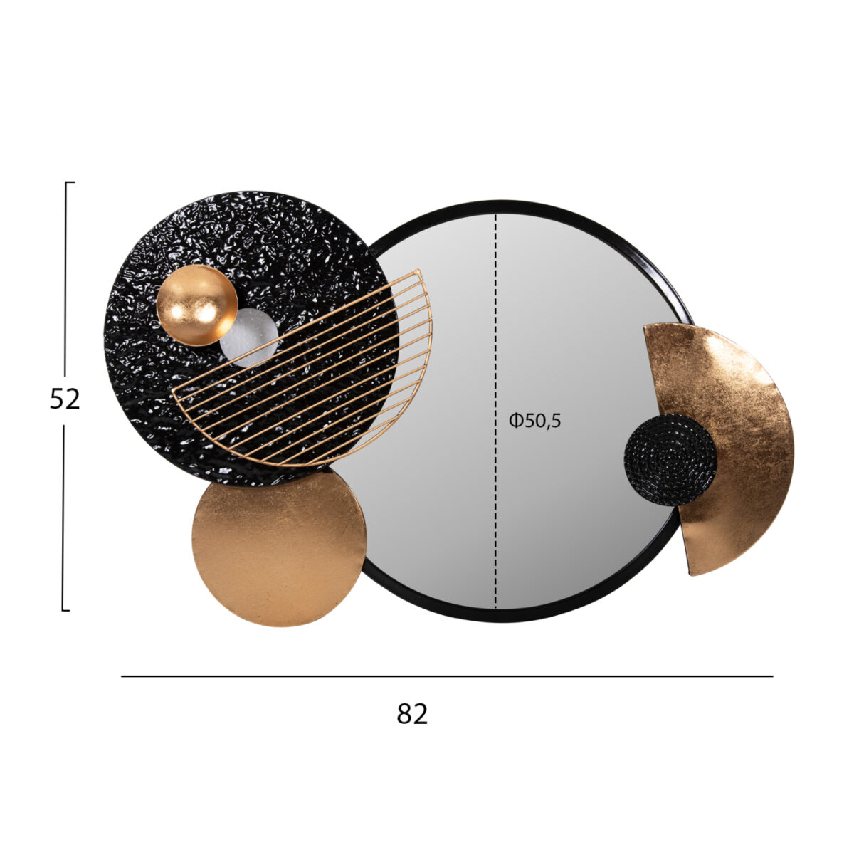 ΚΑΘΡΕΠΤΗΣ ΤΟΙΧΟΥ LH10.4211 ΜΕΤΑΛΛΟ ΣΕ ΜΑΥΡΟ-ΧΡΥΣΟ 82x8x52Υ εκ. - Image 2