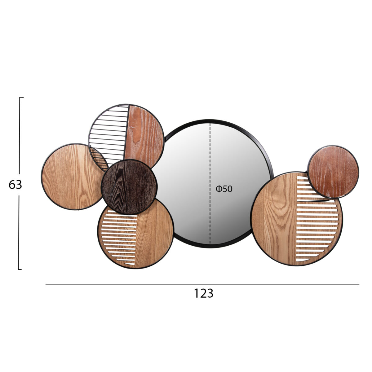 ΚΑΘΡΕΠΤΗΣ ΤΟΙΧΟΥ ΣΤΡΟΓΓΥΛΟΣ DAVION LH10.4217 MDF-BLACK METAL 123x5x63Υεκ. - Image 2