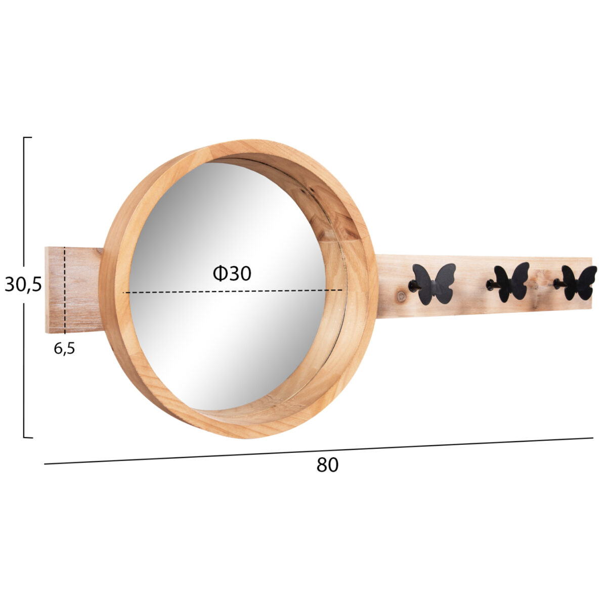ΚΑΘΡΕΠΤΗΣ ΤΟΙΧΟΥ ΣΤΡΟΓΓΥΛΟΣ SCUTTLE LH10.4222 FIR WOOD&MDF-BLACK METAL 80x6,5x30,5Υεκ. - Image 2