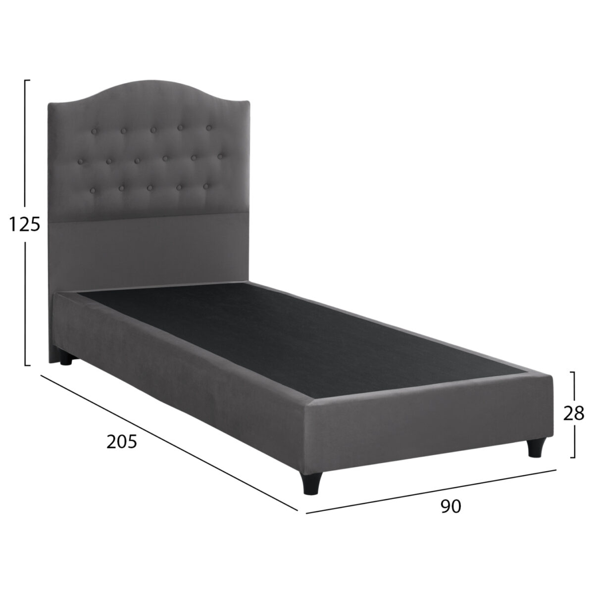 ΚΡΕΒΑΤΙ MALENA ΑΠΟ ΓΚΡΙ ΒΕΛΟΥΔΟ LH10.651.10 ΓΙΑ ΣΤΡΩΜΑ 90x200 εκ. - Image 3