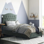 ΚΡΕΒΑΤΙ MALENA ΑΠΟ ΠΡΑΣΙΝΟ ΥΦΑΣΜΑ Τ. NUBUK LH10.651.27 ΓΙΑ ΣΤΡΩΜΑ 90x200 εκ.