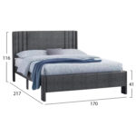 ΚΡΕΒΑΤΙ ΔΙΠΛΟ CREDENCE LH10.685.01 ΓΚΡΙ ΥΦΑΣΜΑ ΓΙΑ ΣΤΡΩΜΑ 160Χ200εκ. - Image 2