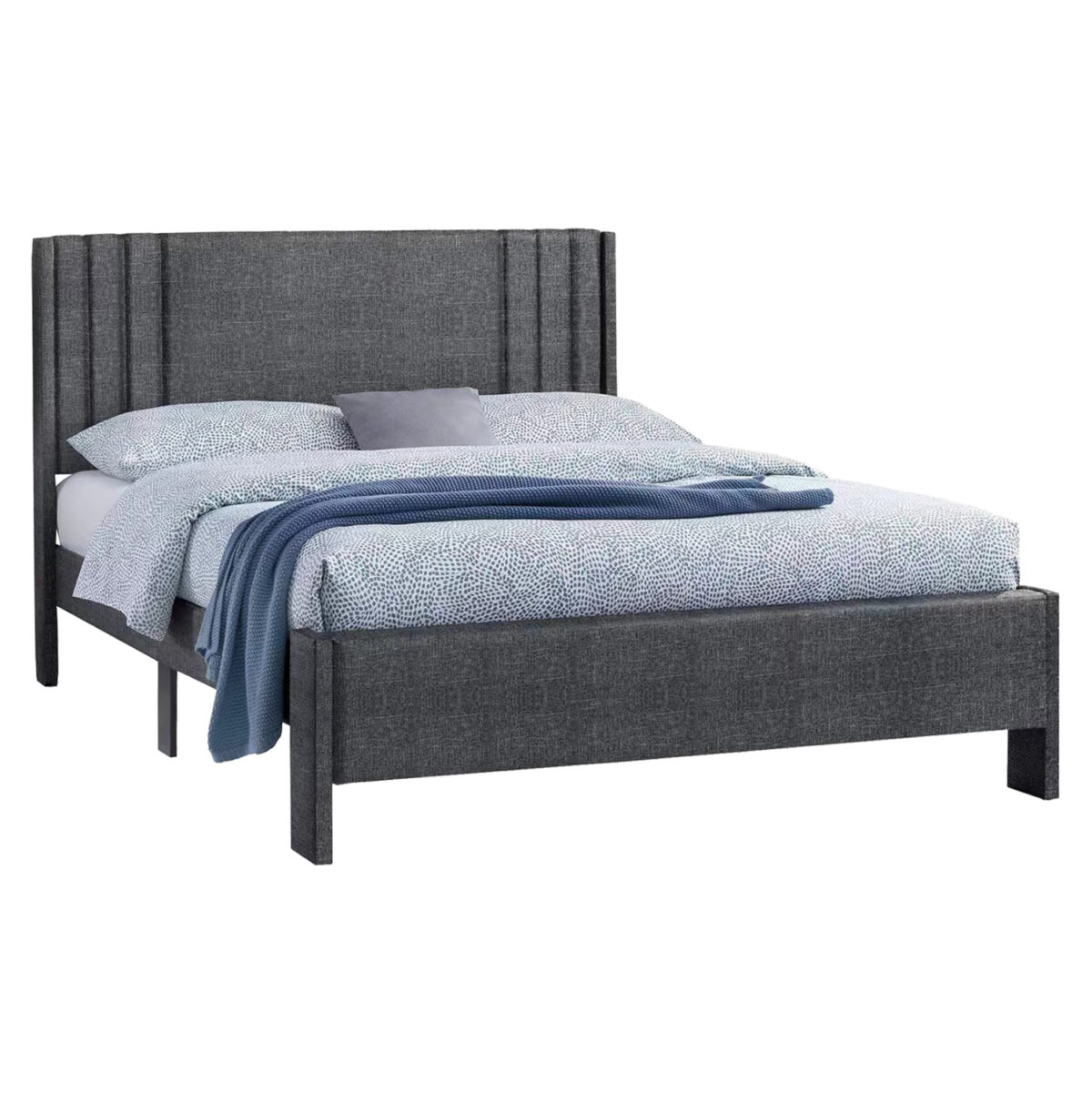 ΚΡΕΒΑΤΙ ΔΙΠΛΟ CREDENCE LH10.685.01 ΓΚΡΙ ΥΦΑΣΜΑ ΓΙΑ ΣΤΡΩΜΑ 160Χ200εκ. - Image 1