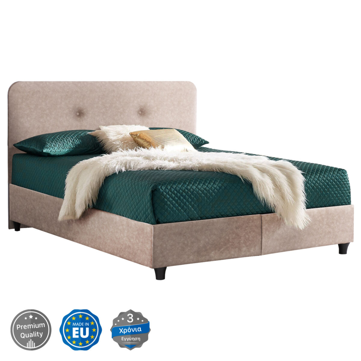 ΚΡΕΒΑΤΙ LH10.637.22 DOLORES ΜΠΕΖ ΥΦΑΣΜΑ τ.NUBUCK, 150x200 εκ. - Image 2