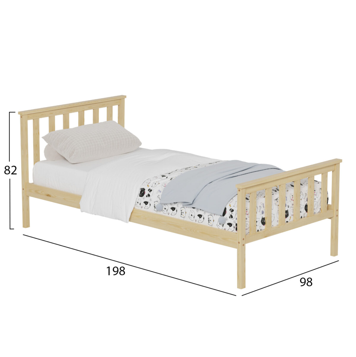 ΚΡΕΒΑΤΙ GIMLY LH10.675.01 ΜΑΣΙΦ ΞΥΛΟ ΠΕΥΚΟΥ ΣΕ ΦΥΣΙΚΟ ΓΙΑ ΣΤΡΩΜΑ 190x90εκ. - Image 5