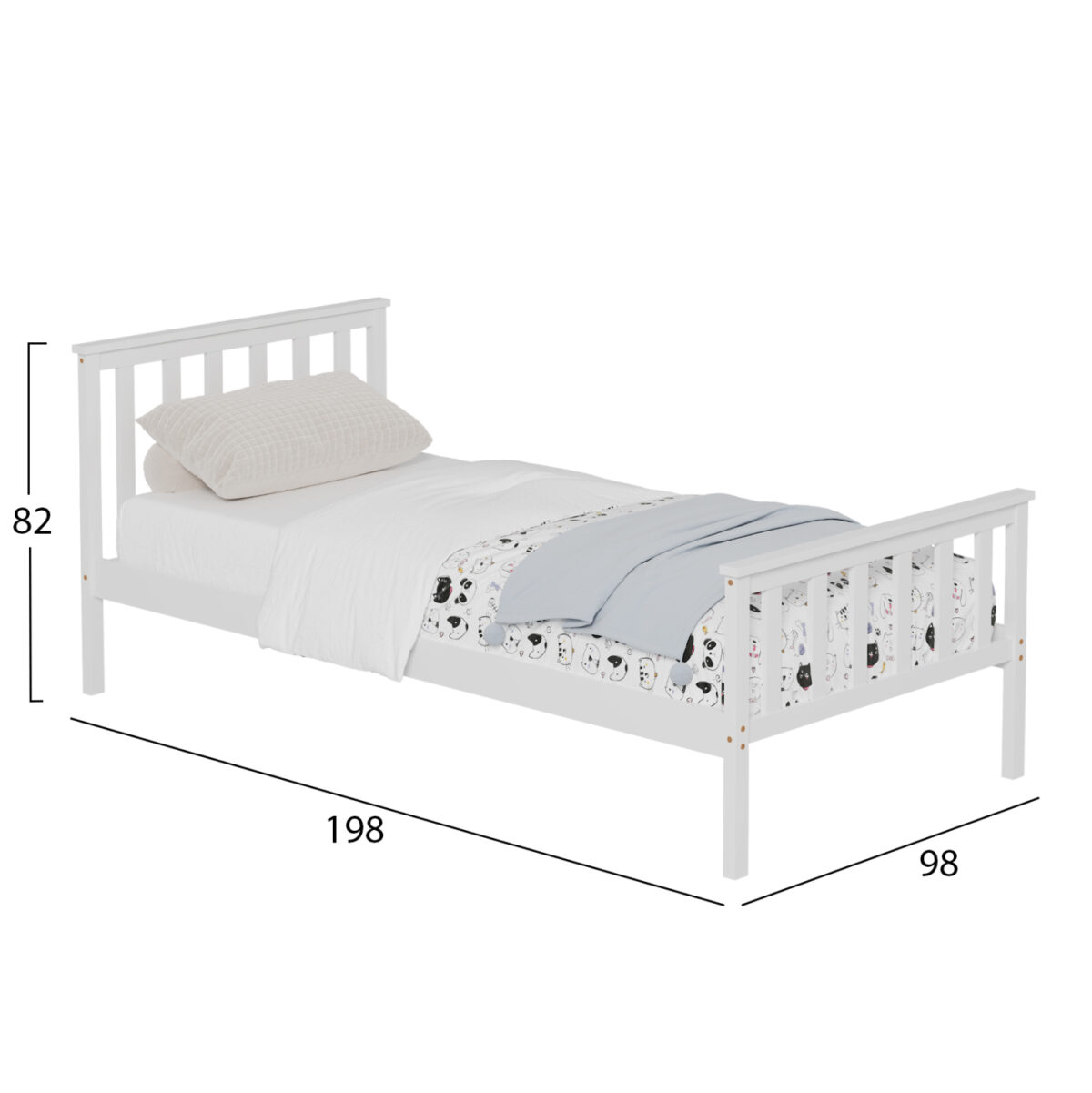 ΚΡΕΒΑΤΙ GIMLY LH10.675.03 ΜΑΣΙΦ ΞΥΛΟ ΠΕΥΚΟΥ ΣΕ ΛΕΥΚΟ ΓΙΑ ΣΤΡΩΜΑ 190x90εκ. - Image 5