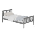 ΚΡΕΒΑΤΙ GIMLY LH10.675.05 ΜΑΣΙΦ ΞΥΛΟ ΠΕΥΚΟΥ ΣΕ ΓΚΡΙ ΓΙΑ ΣΤΡΩΜΑ 190x90εκ. - Image 4