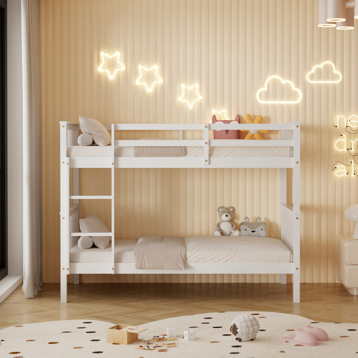 ΚΡΕΒΑΤΙ ΚΟΥΚΕΤΑ ΠΑΙΔΙΚΟ LANTAI LH10.682.03 ΞΥΛΟ ΠΕΥΚΟΥ ΣΕ ΛΕΥΚΟ- ΣΤΡΩΜΑΤΑ 190x90εκ - Image 2