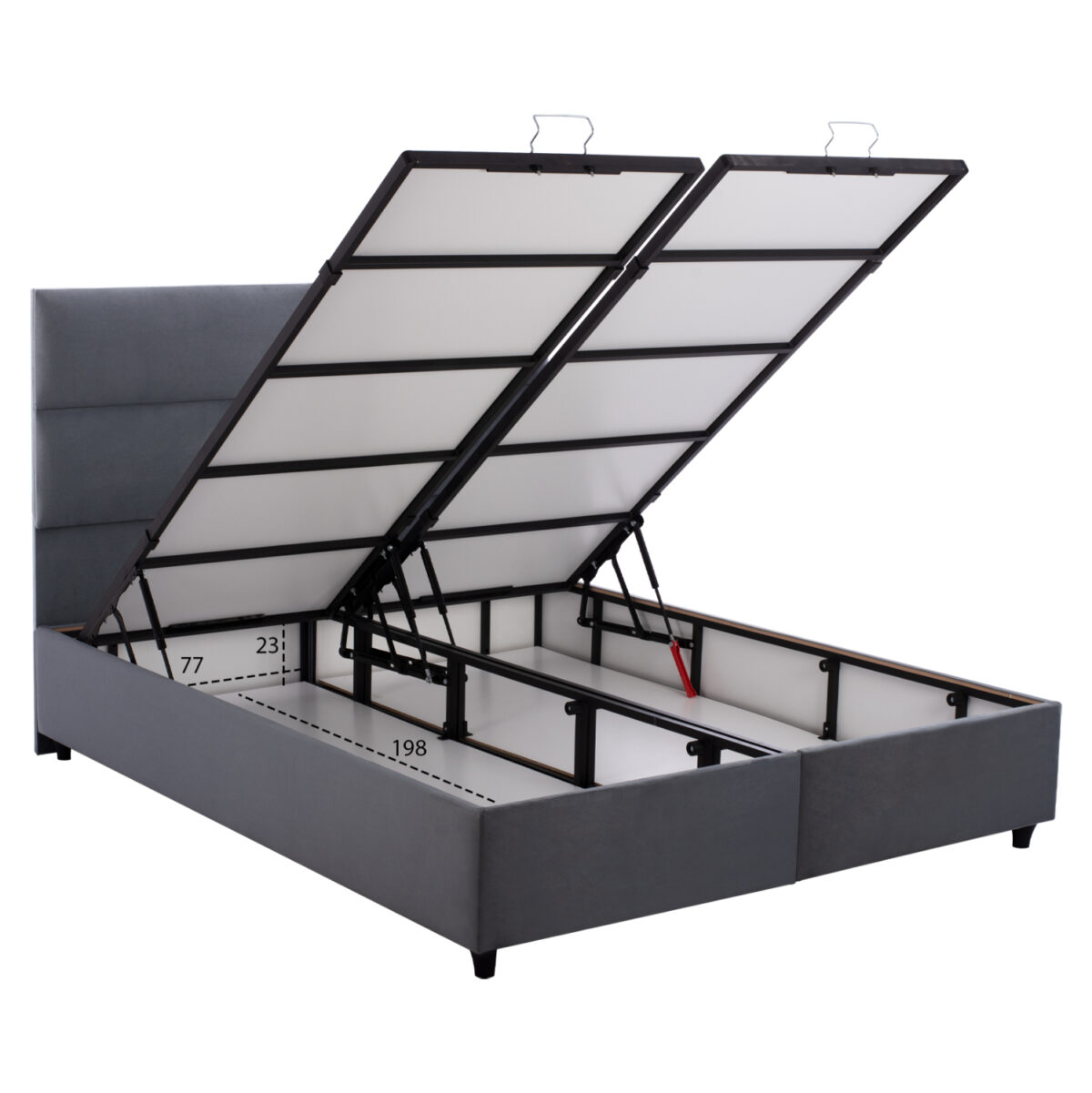 ΚΡΕΒΑΤΙ MILO ΜΕ ΑΠΟΘΗΚΕΥΤΙΚΟ ΑΠΟ ΓΚΡΙ ΒΕΛΟΥΔΟ LH10.622.10 ΓΙΑ ΣΤΡΩΜΑ 160x200 εκ. - Image 4