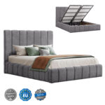 ΚΡΕΒΑΤΙ REMO ΜΕ ΑΠΟΘΗΚΕΥΤΙΚΟ ΧΩΡΟ LH10.719.22 ΥΦΑΣΜΑ TEDDY ΓΚΡΙ-ΓΙΑ ΣΤΡΩΜΑ 160x200εκ - Image 2