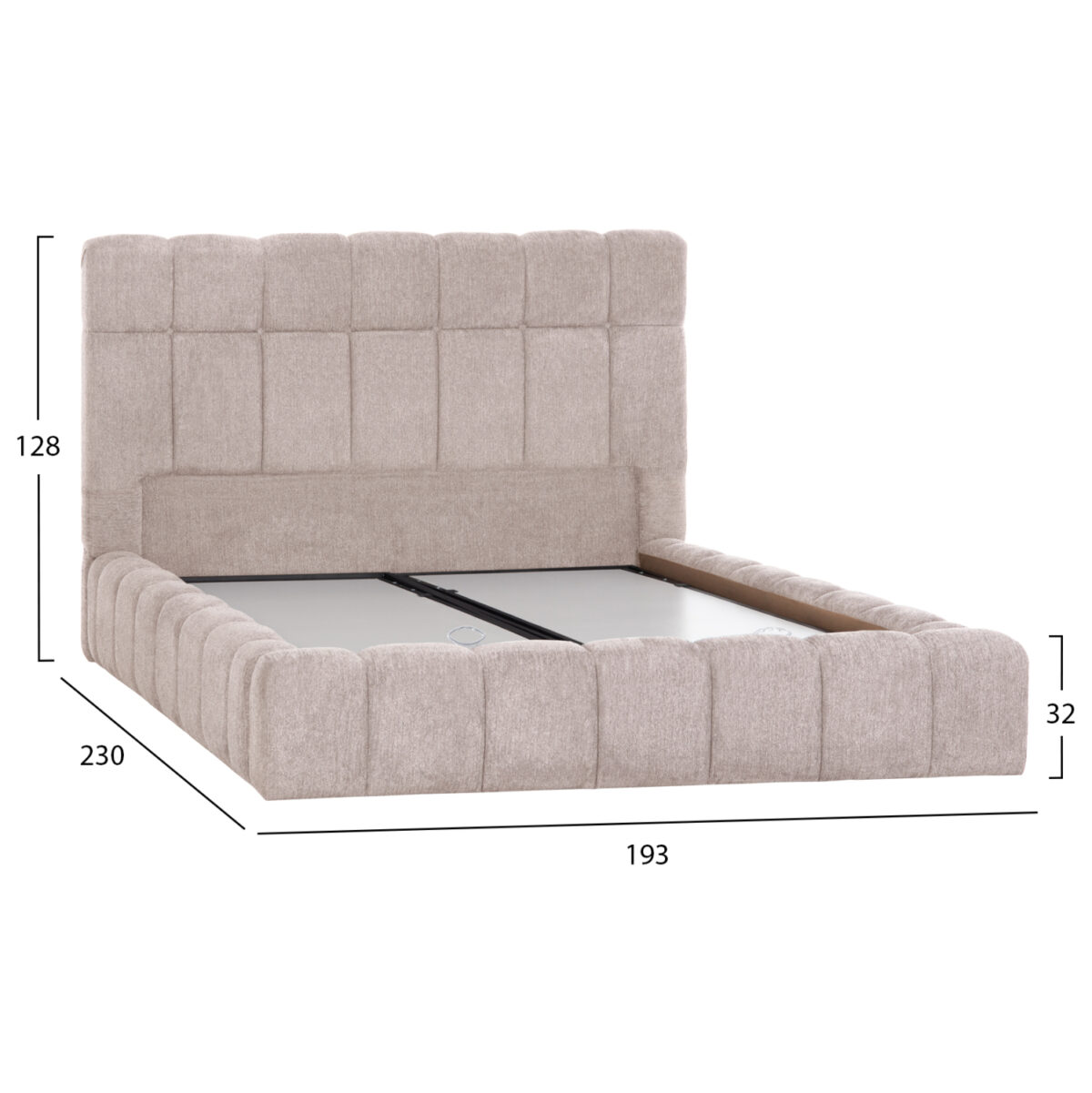 ΚΡΕΒΑΤΙ RAMON ΜΕ ΑΠΟΘ. ΧΩΡΟ LH10.720.10 ΥΦΑΣΜΑ TEDDY ΜΠΕΖ-ΓΙΑ ΣΤΡΩΜΑ 160x200εκ - Image 3