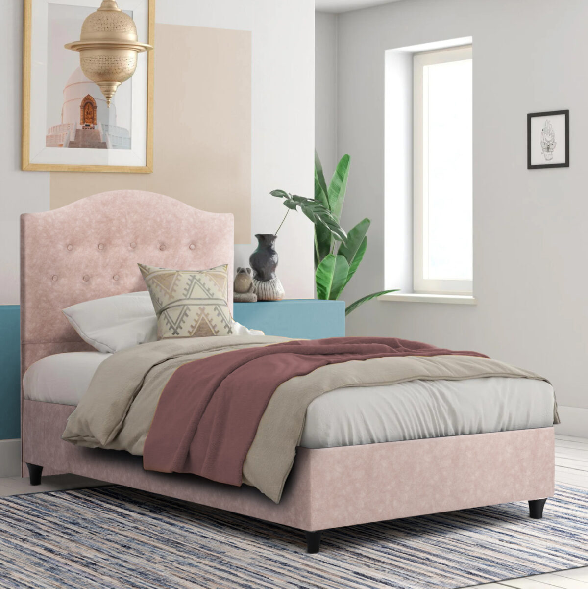 ΚΡΕΒΑΤΙ MALENA ΜΠΕΖ LH10.651.22 ΓΙΑ ΣΤΡΩΜΑ 90x200 εκ. - Image 1