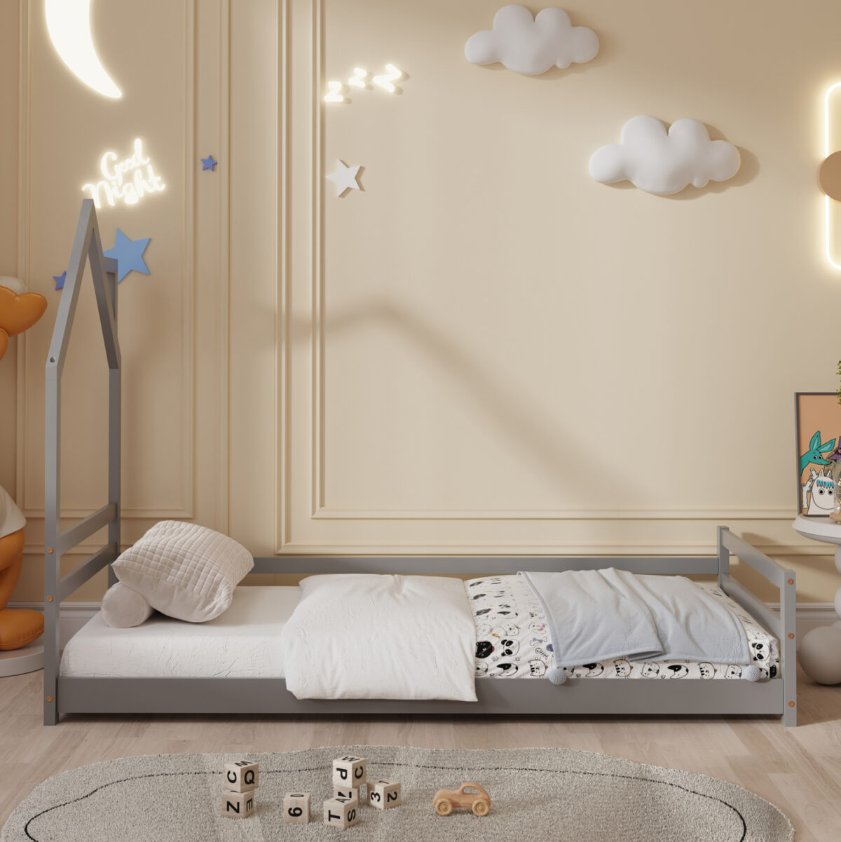 ΚΡΕΒΑΤΙ ΠΑΙΔΙΚΟ HOUSER LH10.676.05 τ.MONTESSORI ΞΥΛΟ ΠΕΥΚΟ ΓΚΡΙ- 190x90εκ - Image 5