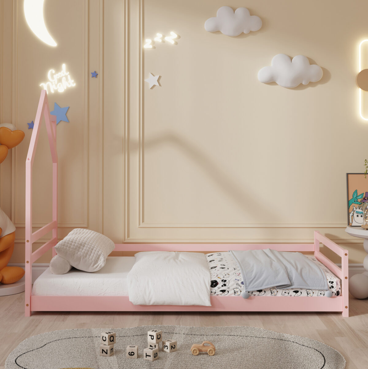 ΚΡΕΒΑΤΙ ΠΑΙΔΙΚΟ HOUSER LH10.676.06 τ.MONTESSORI ΞΥΛΟ ΠΕΥΚΟ ΡΟΖ- 190x90εκ - Image 2