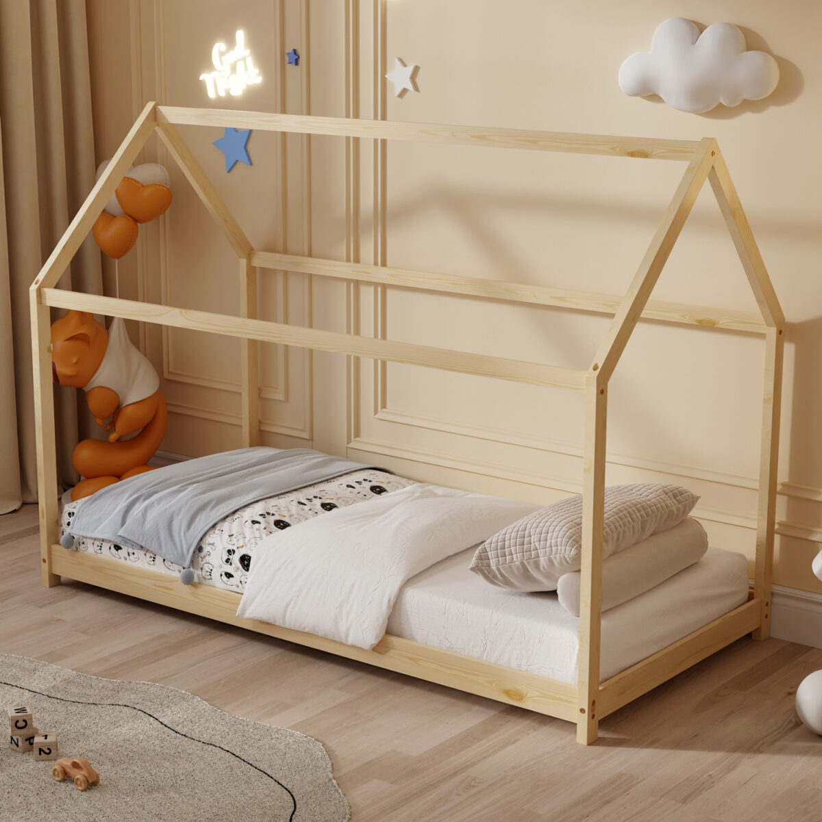 ΚΡΕΒΑΤΙ ΠΑΙΔΙΚΟ PEPE LH10.677.01 τ.MONTESSORI ΞΥΛΟ ΠΕΥΚΟ ΦΥΣΙΚΟ- 190x90εκ - Image 1