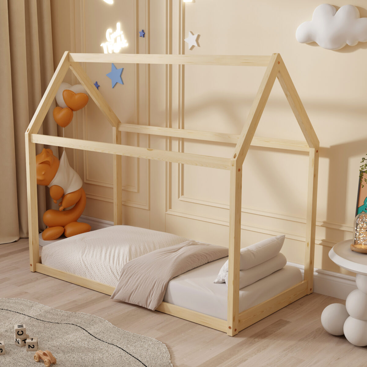 ΚΡΕΒΑΤΙ ΠΑΙΔΙΚΟ PEPE LH10.678.01 τ.MONTESSORI ΞΥΛΟ ΠΕΥΚΟ ΦΥΣΙΚΟ- 140x70εκ - Image 1