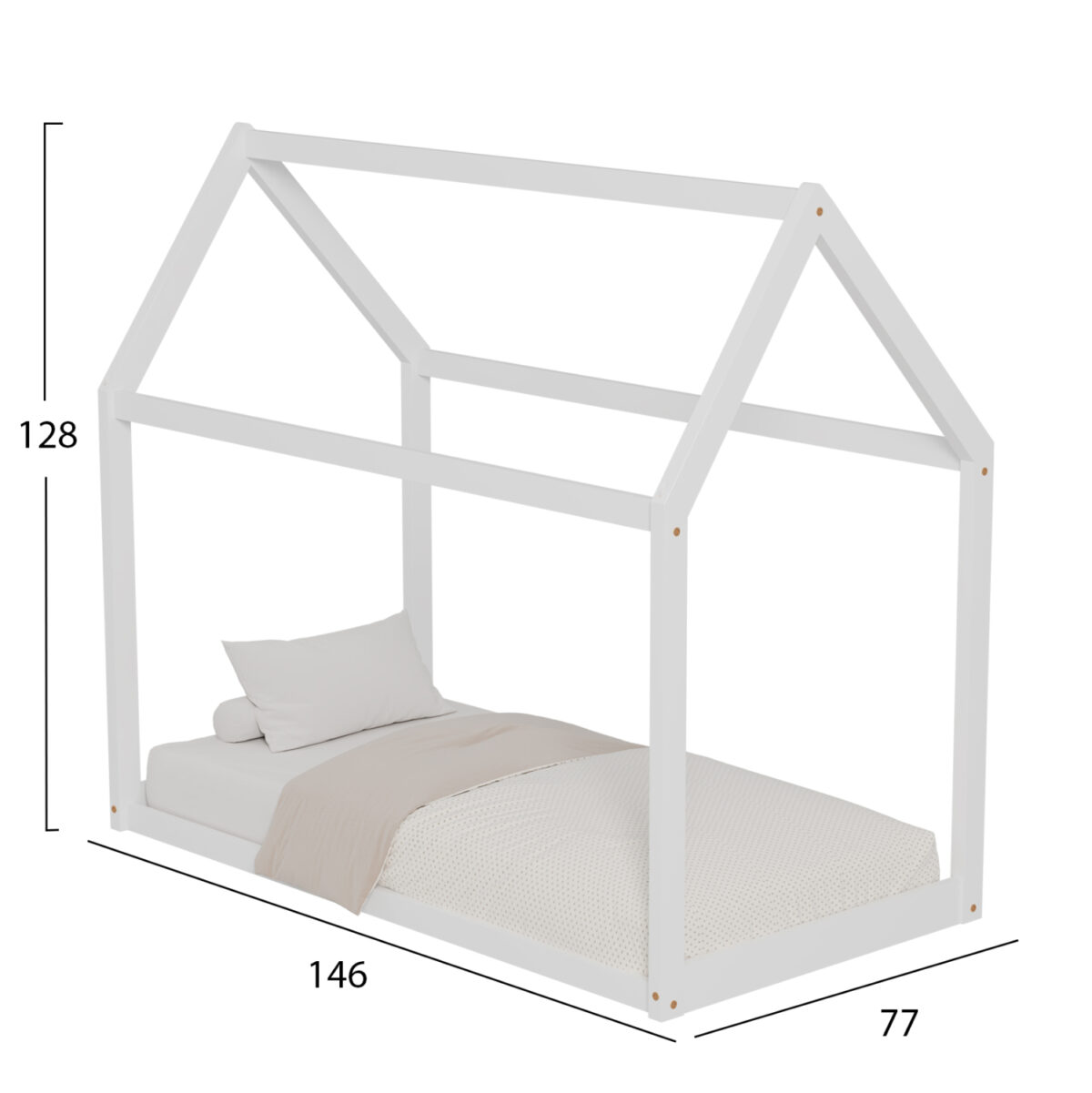 ΚΡΕΒΑΤΙ ΠΑΙΔΙΚΟ PEPE LH10.678.03 τ.MONTESSORI ΞΥΛΟ ΠΕΥΚΟ ΛΕΥΚΟ- 140x70εκ - Image 5