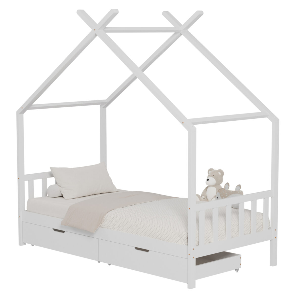 ΚΡΕΒΑΤΙ ΠΑΙΔΙΚΟ KLARICE LH10.680.03 τ.MONTESSORI-2 ΣΥΡΤΑΡΙΑ-ΞΥΛΟ ΠΕΥΚΟΥ ΛΕΥΚΟ-190x90εκ - Image 4