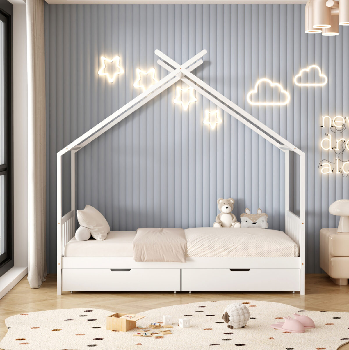 ΚΡΕΒΑΤΙ ΠΑΙΔΙΚΟ KLARICE LH10.680.03 τ.MONTESSORI-2 ΣΥΡΤΑΡΙΑ-ΞΥΛΟ ΠΕΥΚΟΥ ΛΕΥΚΟ-190x90εκ - Image 2