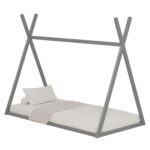 ΚΡΕΒΑΤΙ ΠΑΙΔΙΚΟ MUNK LH10.681.05 τ.MONTESSORI ΜΑΣΙΦ ΞΥΛΟ ΠΕΥΚΟΥ ΓΚΡΙ- 190x90εκ - Image 4