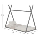 ΚΡΕΒΑΤΙ ΠΑΙΔΙΚΟ MUNK LH10.681.05 τ.MONTESSORI ΜΑΣΙΦ ΞΥΛΟ ΠΕΥΚΟΥ ΓΚΡΙ- 190x90εκ - Image 5