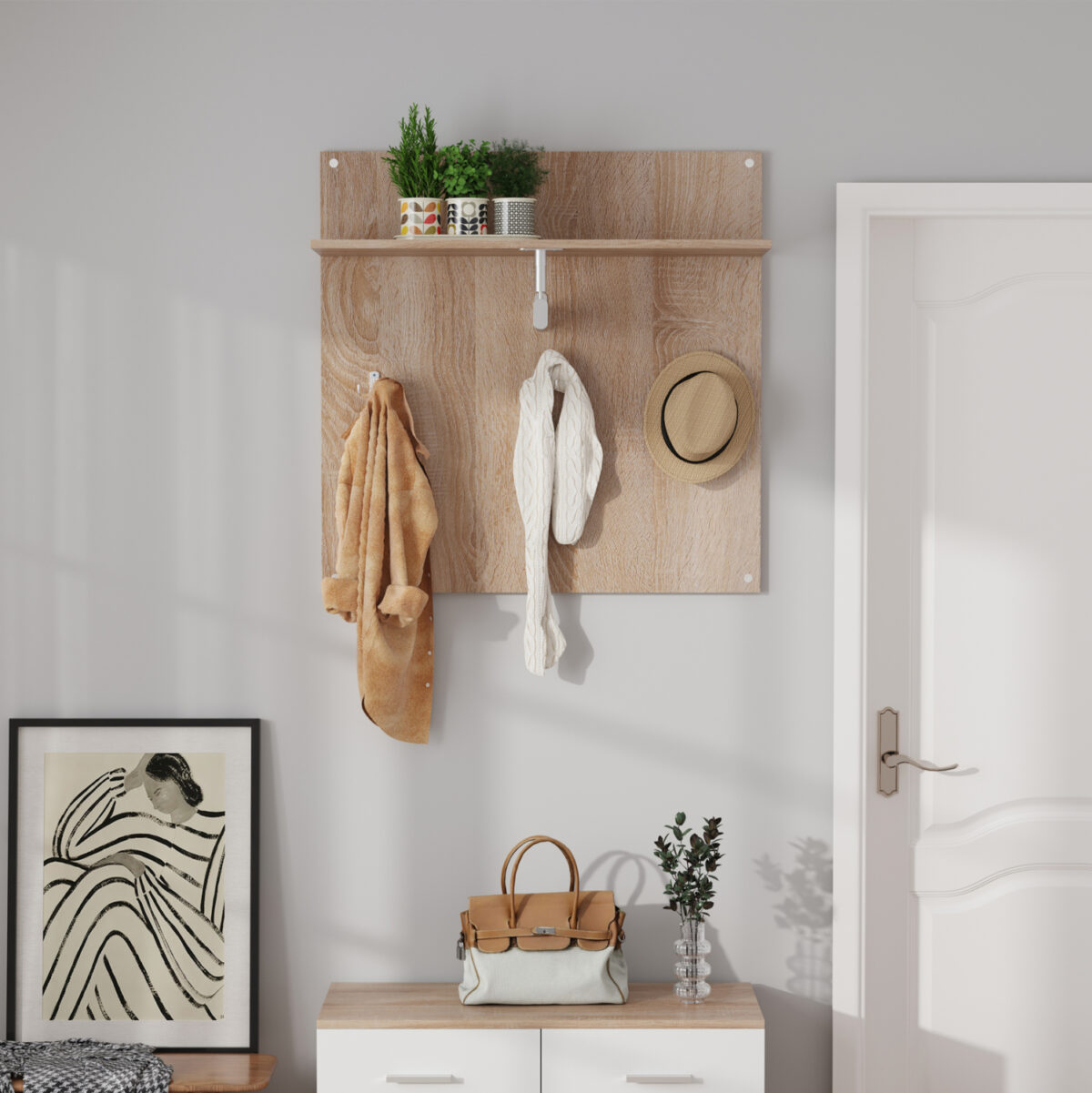 ΚΡΕΜΑΣΤΡΑ ΜΕ ΡΑΦΙ LH10.4361 ΜΕΛΑΜΙΝΗ ΣΕ ΣΟΝΑΜΑ 80x80x25(βάθος ραφιού)εκ - Image 4