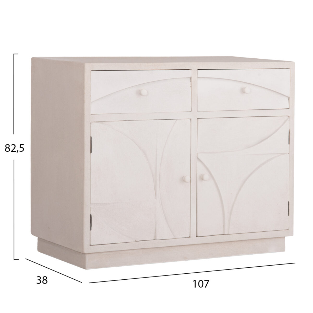 ΜΠΟΥΦΕΣ ΣΕΙΡΑ SANTORINI LH10.18046 MDF ΣΕ ΥΠΟΛΕΥΚΟ ΧΡΩΜΑ-2 ΣΥΡΤΑΡΙΑ & 2 ΠΟΡΤΕΣ 107x38x82,5Υεκ. - Image 2