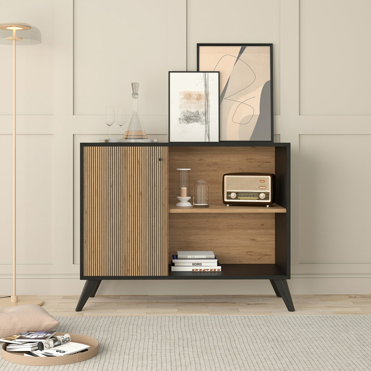 ΜΠΟΥΦΕΣ-ΚΟΝΣΟΛΑ ΜΕΛΑΜΙΝΗΣ KRUDEN LH10.9442.11 ΜΑΥΡΟ-ΦΥΣΙΚΟ 100x40x78.5Υεκ. - Image 4