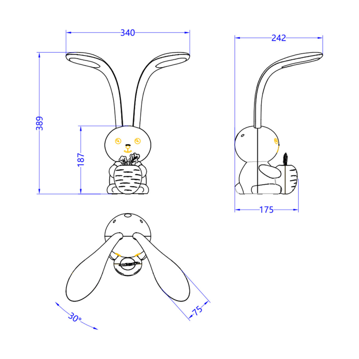ΠΑΙΔΙΚΟ ΦΩΤΙΣΤΙΚΟ ΓΡΑΦΕΙΟΥ LED BADOO ΚΟΥΝΕΛΑΚΙ LH10.4456.03 ΓΑΛΑΖΙΟ ABS - Image 2