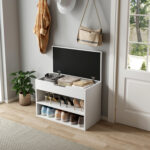 ΠΑΠΟΥΤΣΟΘΗΚΗ ΜΕ ΚΑΘΙΣΜΑ ROMIR LH10.2477.03 ΜΕΛΑΜΙΝΗ ΣΕ ΛΕΥΚΟ-ΚΑΘΙΣΜΑ ΛΕΥΚΟ 60x30x44Υ - Image 2