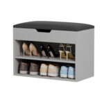 ΠΑΠΟΥΤΣΟΘΗΚΗ ΜΕ ΚΑΘΙΣΜΑ ROMIR LH10.2477.05 ΜΕΛΑΜΙΝΗ ΓΚΡΙ-ΚΑΘΙΣΜΑ PU ΑΝΘΡΑΚΙ 60x30x44Υ - Image 4