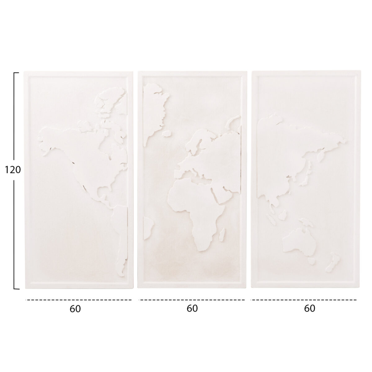ΠΙΝΑΚΑΣ 3-ΠΤΥΧΟΣ WORLD MAP SANTORINI LH10.4504 MDF ΣΕ ΥΠΟΛΕΥΚΟ ΧΡΩΜΑ 180x4(πάχος)x120Υεκ. - Image 2
