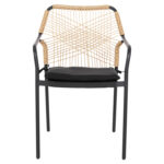 ΠΟΛΥΘΡΟΝΑ ΑΛΟΥΜΙΝΙΟΥ TROTTER LH10.5865.11 ΣΚΟΥΡΟΣ ΓΚΡΙ ΣΚΕΛΕΤΟΣ ΜΕ WICKER ΜΠΕΖ & ΜΑΥΡΟ ΜΑΞΙΛΑΡΙ - Image 3