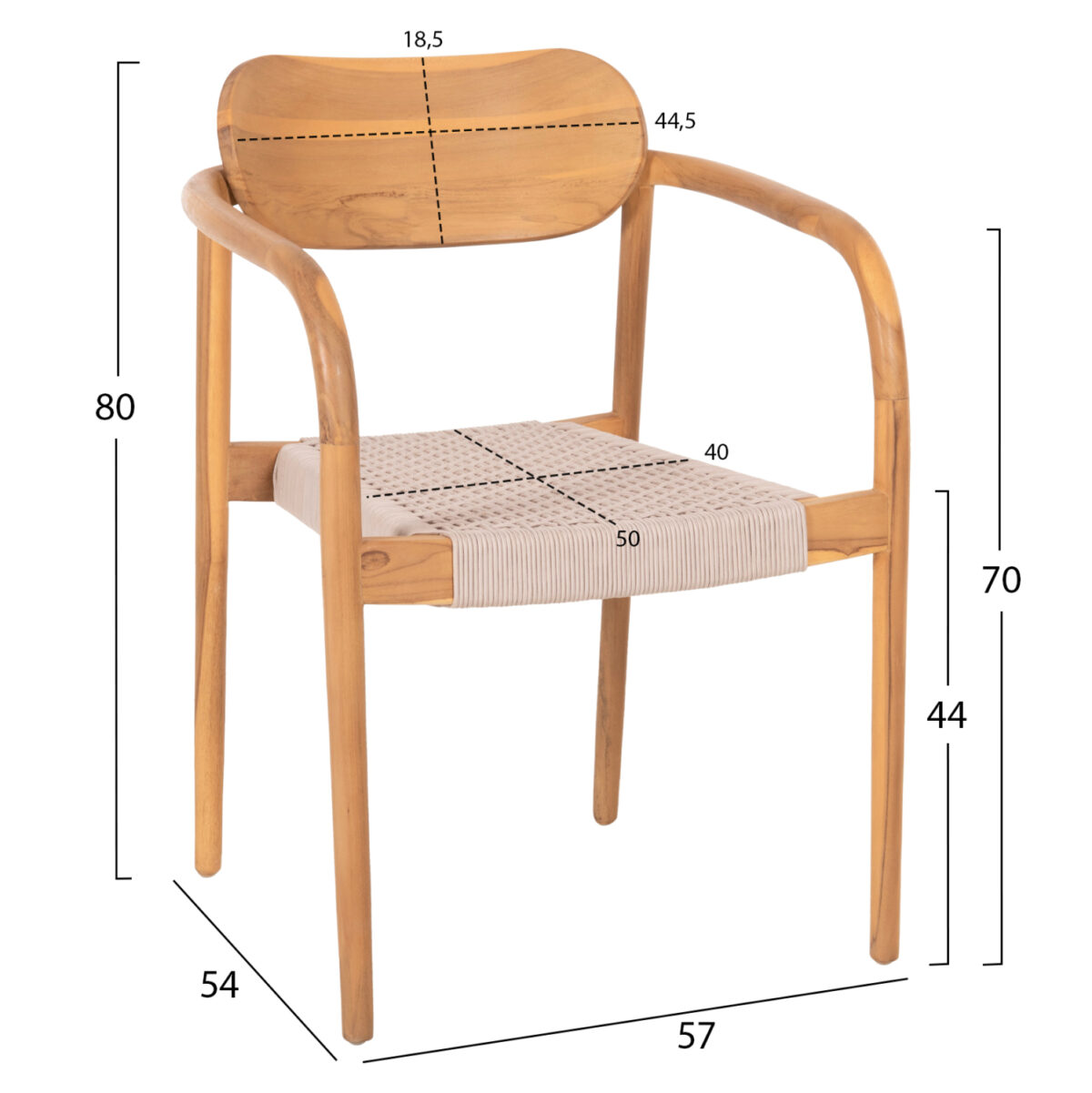 ΠΟΛΥΘΡΟΝΑ OSLO LH10.9636.07 ΞΥΛΟ TEAK ΦΥΣΙΚΟ & ΜΠΕΖ ΣΧΟΙΝΙ 55x54x80Yεκ. - Image 2