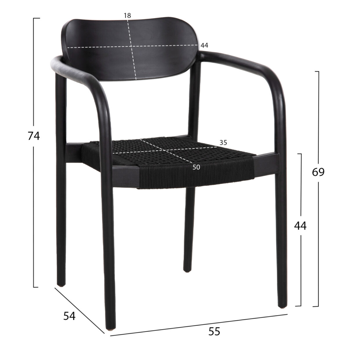 ΠΟΛΥΘΡΟΝΑ OSLO LH10.9636.12 ΞΥΛΟ TEAK ΜΑΥΡΟ & ΜΑΥΡΟ ΣΧΟΙΝΙ 55x54x80Yεκ. - Image 2