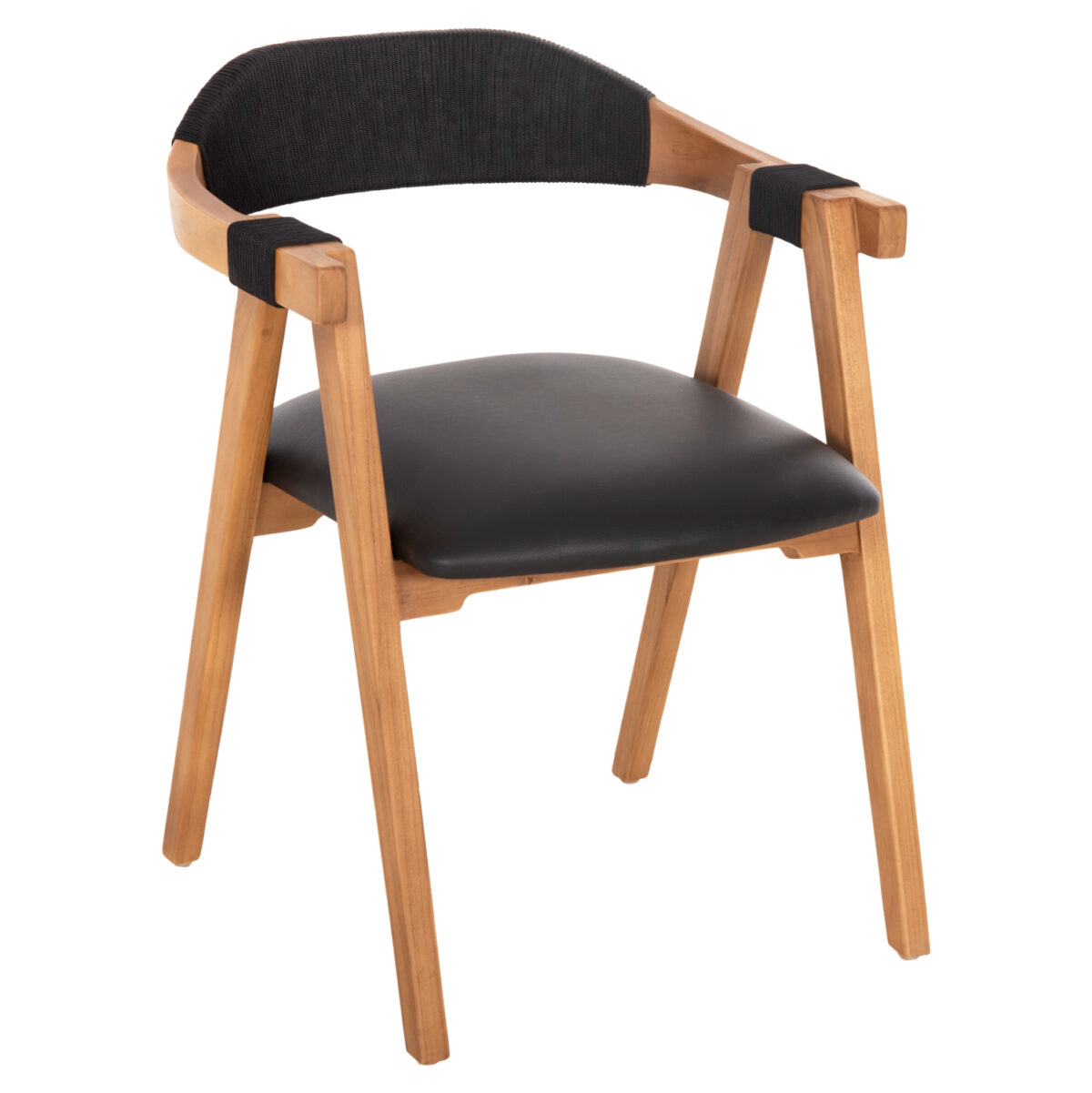 ΠΟΛΥΘΡΟΝΑ RIMINI LH10.9867.02 ΞΥΛΟ TEAK ΦΥΣΙΚΟ-ΜΑΥΡΟ ΣΧΟΙΝΙ & PU ΚΑΘΙΣΜΑ 60x61x76Υεκ. - Image 1