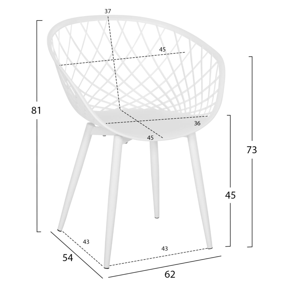 ΠΟΛΥΘΡΟΝΑ ΠΟΛΥΠΡΟΠΥΛΕΝΙΟΥ ARIADNE LH10.8001.31 ΛΕΥΚΗ ΜΕ ΛΕΥΚΑ ΜΕΤΑΛ.ΠΟΔΙΑ 62x54x81Υεκ. - Image 2