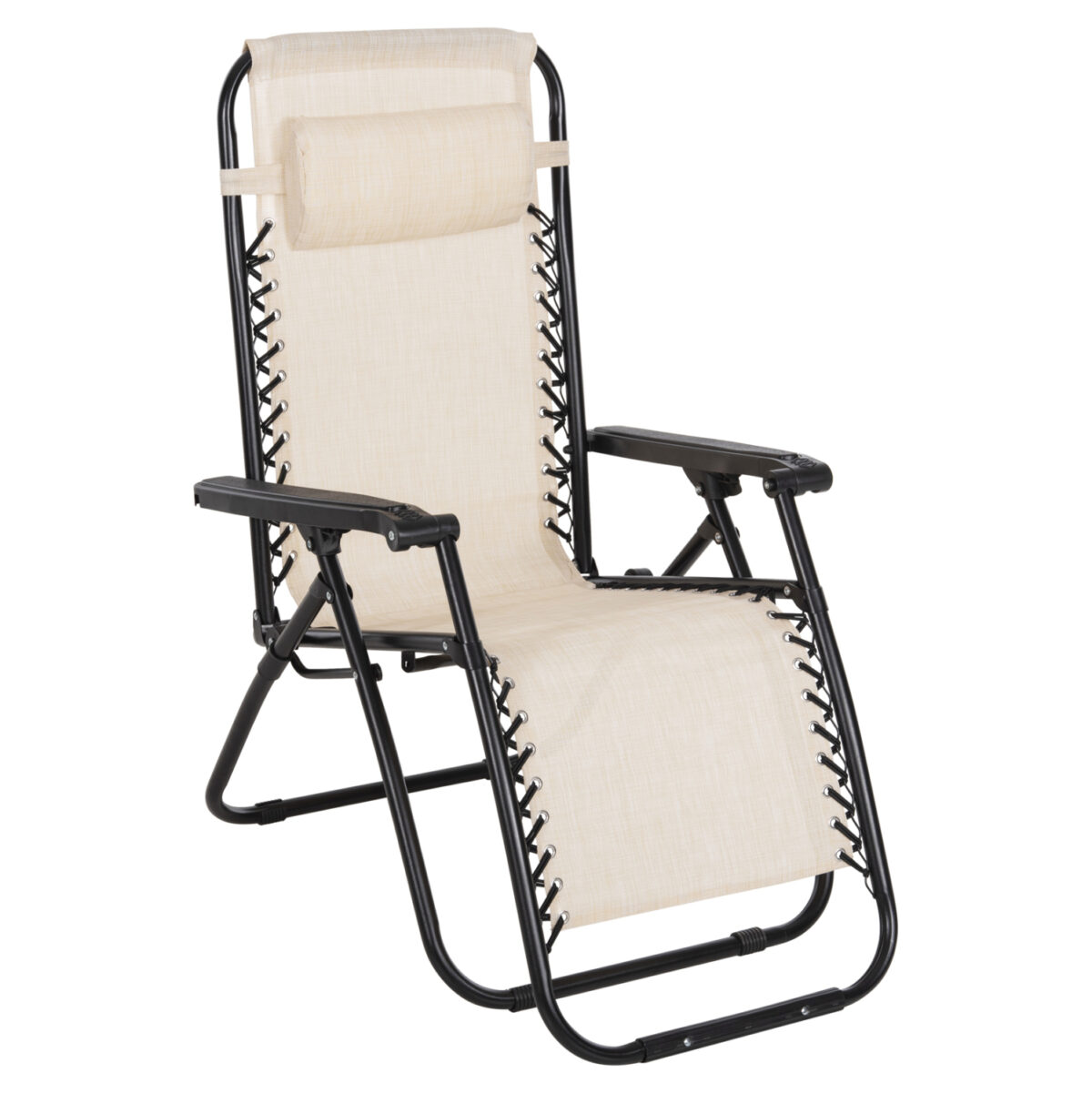 ΠΟΛΥΘΡΟΝΑ RELAX COMPANION LH10.5095.12 ΜΠΕΖ TEXTILENE-ΜΑΥΡΟ ΜΕΤΑΛΛΟ 67x145x110Υεκ. - Image 1