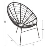 ΠΟΛΥΘΡΟΝΑ ΤΥΠΟΥ ΦΩΛΙΑ ΜΕΤΑΛΛΙΚΗ ALLEGRA LH10.5458.12 ΜΕ WICKER-ΜΑΥΡΟ 73x78x88Υεκ. - Image 2