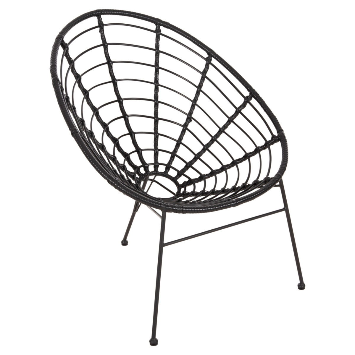 ΠΟΛΥΘΡΟΝΑ ΤΥΠΟΥ ΦΩΛΙΑ ΜΕΤΑΛΛΙΚΗ ALLEGRA LH10.5458.12 ΜΕ WICKER-ΜΑΥΡΟ 73x78x88Υεκ. - Image 1