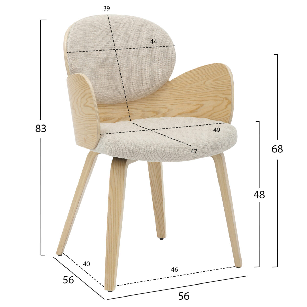 ΠΟΛΥΘΡΟΝΑΚΙ ΤΡΑΠΕΖΑΡΙΑΣ DARNELL LH10.9974.01 OAK Κ.Π.-ΕΚΡΟΥ ΥΦΑΣΜΑ 56x56x83Υεκ. - Image 2