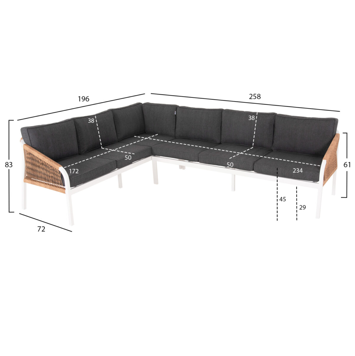 ΣΑΛΟΝΙ ΓΩΝΙΑ ΕΞ.ΧΩΡΟΥ MAERLY LH10.6140.01 ΑΛΟΥΜΙΝΙΟ ΛΕΥΚΟ-ΜΑΞΙΛΑΡΙΑ ΑΝΘΡΑΚΙ-ΣΥΝΘ.ΣΧΟΙΝΙ - Image 2