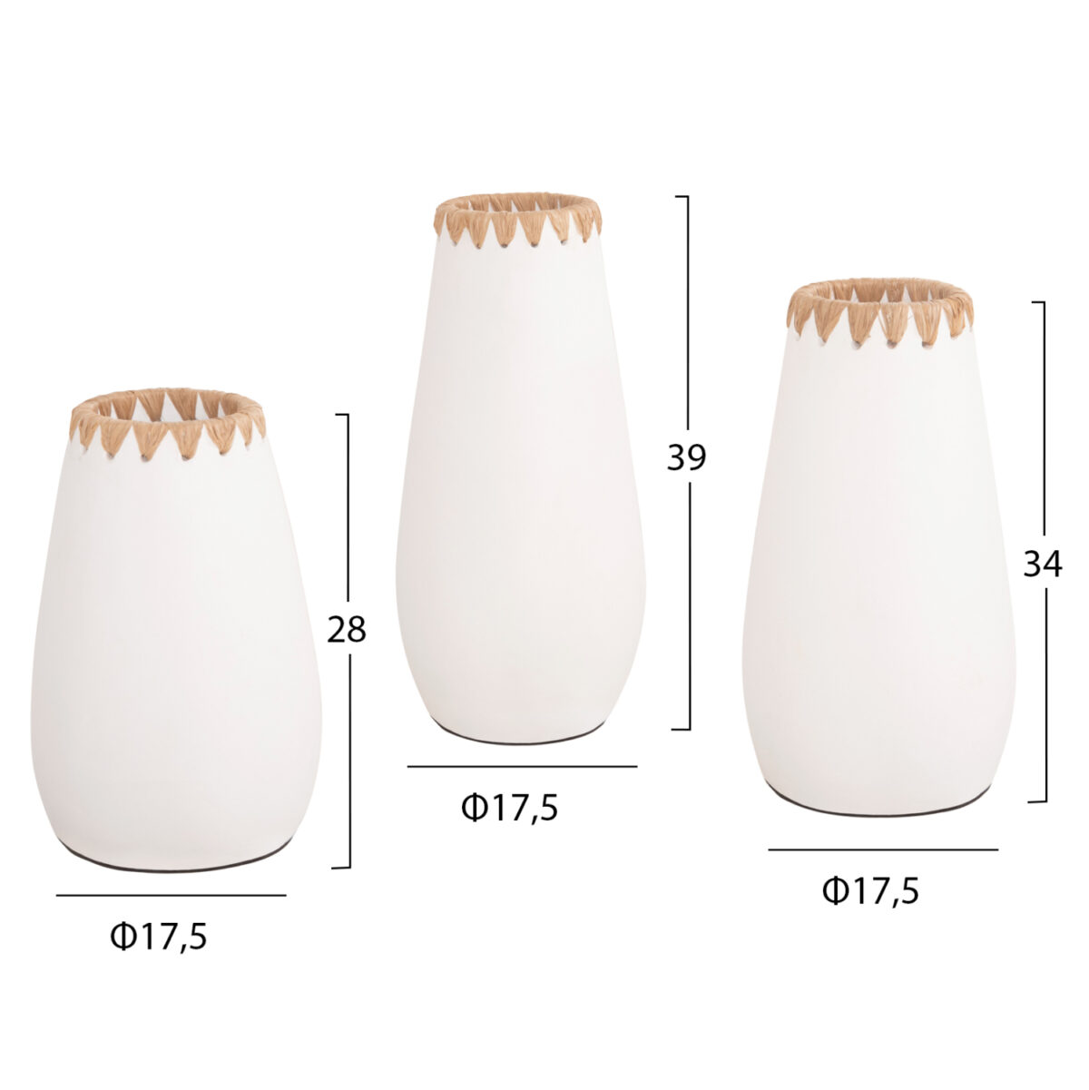 ΣΕΤ 3ΤΜΧ ΔΙΑΚΟΣΜΗΤΙΚΑ ΒΑΖΑ LH10.4373 ΤΕΡΑΚΟΤΑ ΣΕ ΛΕΥΚΟ ΜΕ ΠΛΕΞΗ ΨΑΘΑΣ ΣΤΟ ΣΤΟΜΙΟ - Image 2