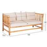 ΣΕΤ ΣΑΛΟΝΙ 4ΤΜΧ EDDARD LH10.9340 ΑΠΟ ΜΑΣΙΦ ΞΥΛΟ TEAK  ΦΥΣΙΚΟ - ΛΕΥΚΟ - Image 2