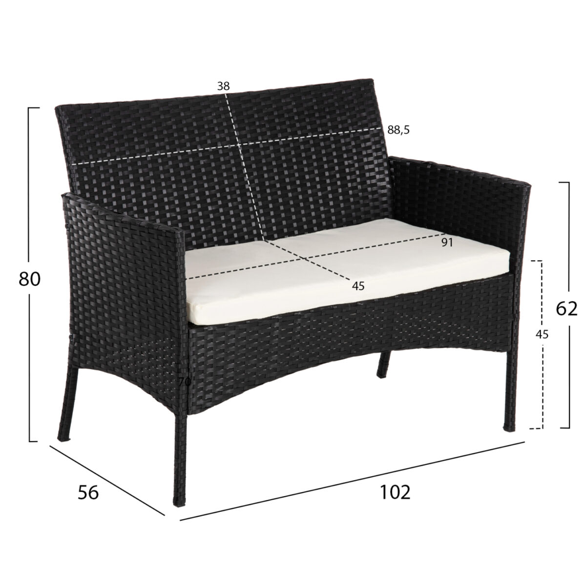 ΣΕΤ ΣΑΛΟΝΙ 4ΤΜΧ STASIA LH10.6089.04 ΣΥΝΘ.RATTAN ΜΑΥΡΟ-ΜΠΕΖ ΜΑΞΙΛΑΡΙΑ - Image 3