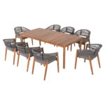 ΣΕΤ ΤΡΑΠΕΖΑΡΙΑΣ 9ΤΜΧ NAVANT LH10.21066.01 ΤΡΑΠΕΖΙ ΜΕ 8 ΚΑΡΕΚΛΕΣ ΞΥΛΟ ΑΚΑΚΙΑΣ-ΣΧΟΙΝΙ ΓΚΡΙ