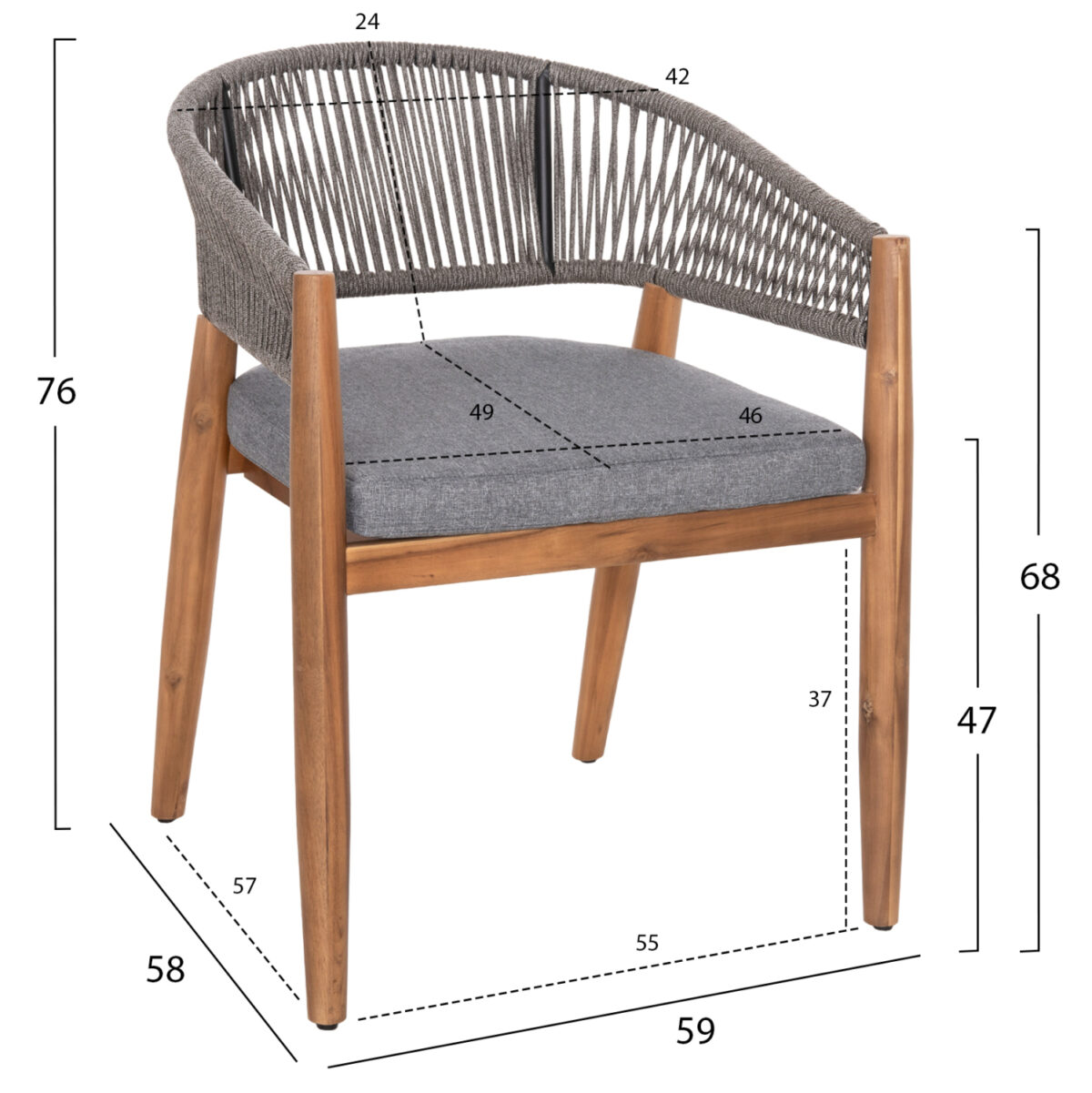 ΣΕΤ ΤΡΑΠΕΖΑΡΙΑΣ 9ΤΜΧ NAVANT LH10.21066.01 ΤΡΑΠΕΖΙ ΜΕ 8 ΚΑΡΕΚΛΕΣ ΞΥΛΟ ΑΚΑΚΙΑΣ-ΣΧΟΙΝΙ ΓΚΡΙ - Image 3